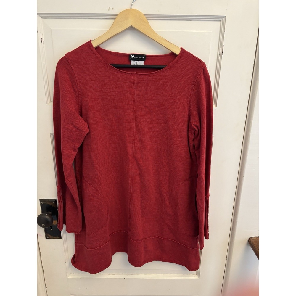 Phoenix Vintage Women's Red‎ Tunic Lagenlook Cotton Pockets US Made Size Medium